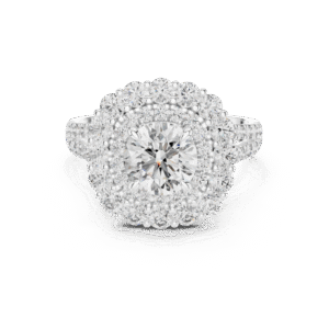 Double Graduating Halo Solitaire Ring