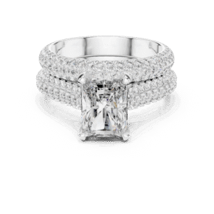 Emerald Solitaire Dual Pavé Band